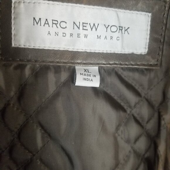 Andrew Marc New York Men's Dark Brown 100% Leather Biker Lined Jacket Sz XL - Picture 10 of 13